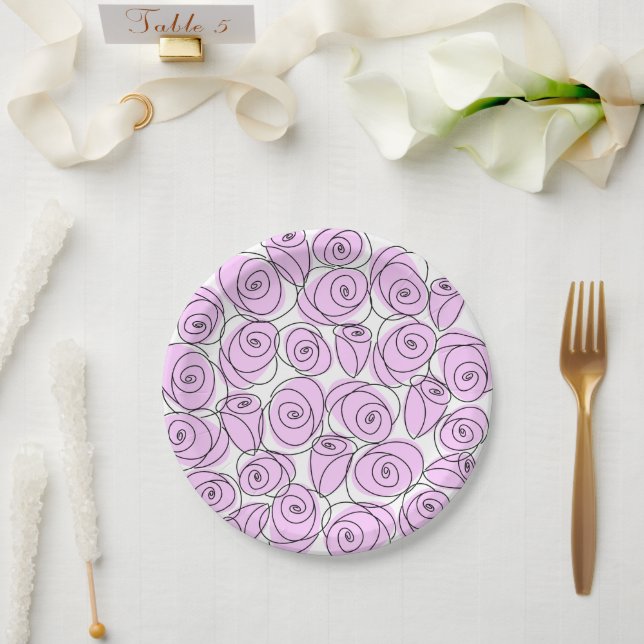Roses Lilac round Paper Plate (Wedding)