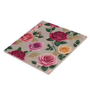 Roses Linen Beautiful Trendy Collection Tile