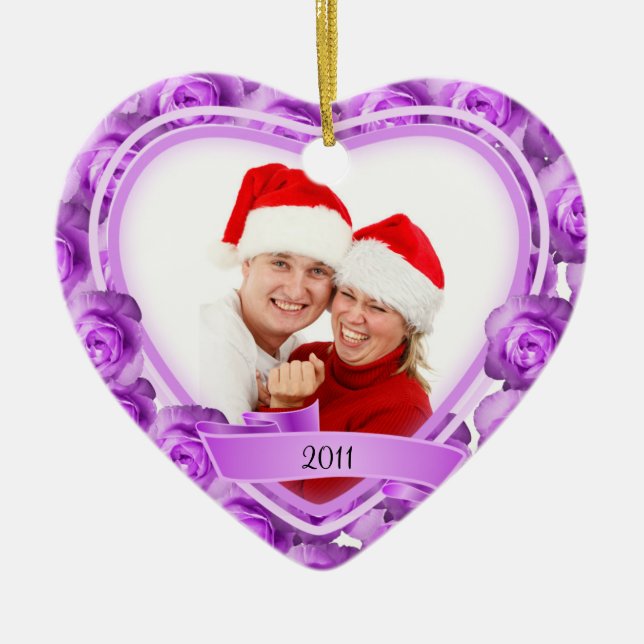 Roses/Love~ Photo Ceramic Tree Decoration (Front)