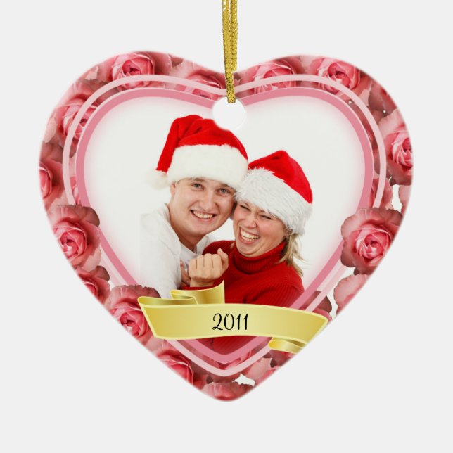 Roses/Love~ Photo Ceramic Tree Decoration (Front)