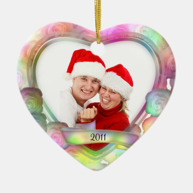 Roses/Love~ Photo Ceramic Tree Decoration (Front)