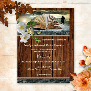 Roses Love Story Book Wedding or Anniversary Invitation
