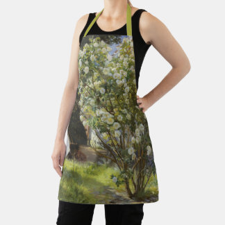 Roses. Marie Krøyer seated in the deckchair Apron