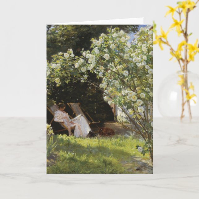Roses. Marie Krøyer seated in the deckchair Card (Yellow Flower)