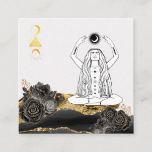 *~* Roses Meditation Moon Luna Boho Goddess Yoga Square Business Card