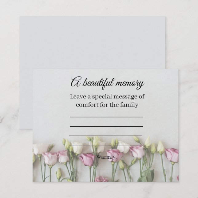 Roses memorial message card (Front/Back)
