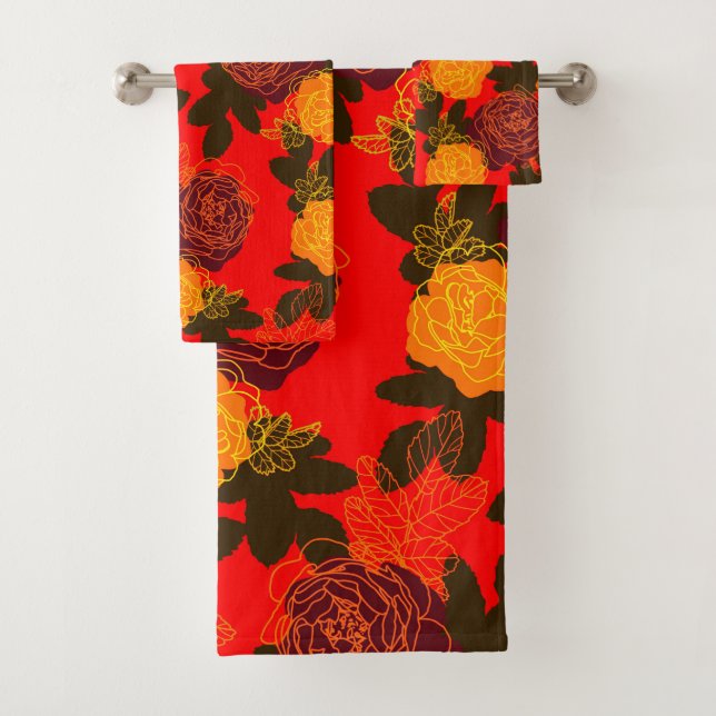 Roses modern bold bath towel set (Insitu)