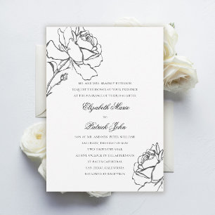 Roses Modern Classic Formal Parents Host Wedding Invitation