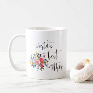 Roses Modern Minimal Script World's Best Mother  Coffee Mug