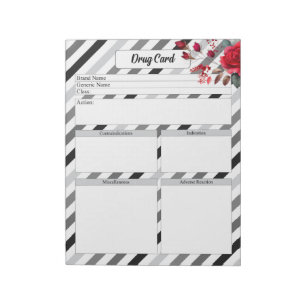 Roses n Stripes _Drug Card Notepad