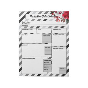 Roses n Stripes _ Medication Data Collection Notepad