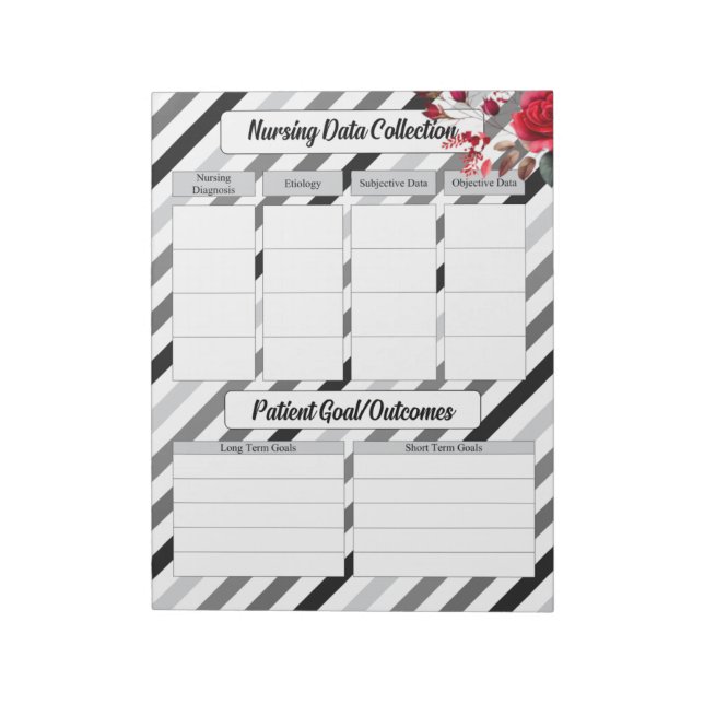 Roses n Stripes _ Nursing Data Collection Notepad (Rotated)