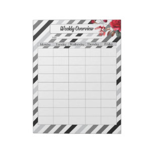 Roses n Stripes _ Weekly Overview Notepad