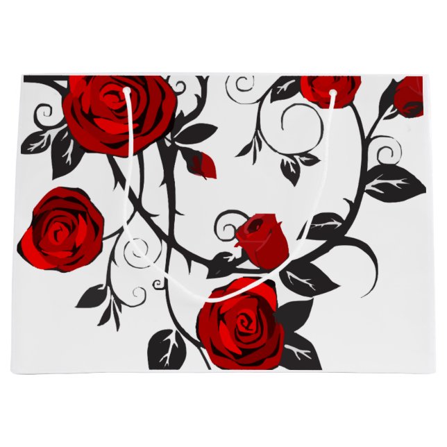 roses of black and red large gift bag (Front)