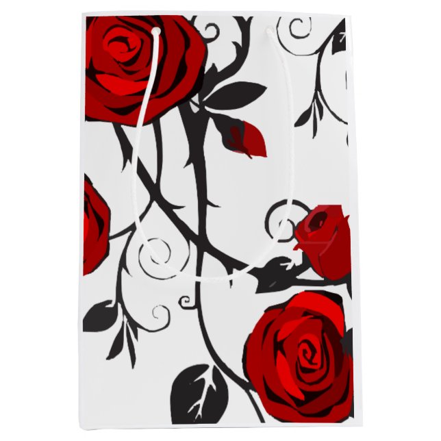 roses of black and red  medium gift bag (Front)