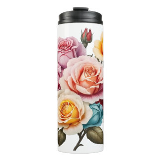 Roses of different colours thermal tumbler