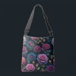 Roses of Romance  Crossbody Bag<br><div class="desc">This beautiful tote adorned with artwork of roses in the starlight is the perfect accessory for adding a touch of romance to your outfit. The dreamy colours of dusk dark pink with a blue rose creates a unique & enchanting design. Carry your essentials in style with this one-of-a-kind tote that...</div>