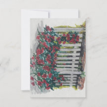 Roses on a Fence Flat Thank You Card