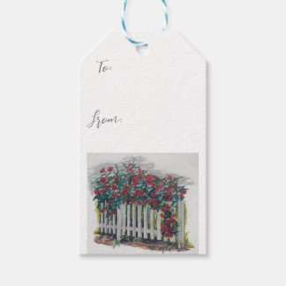 Roses on a fence Gift Tag