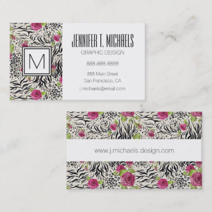 Roses On Animal Pattern Business Card