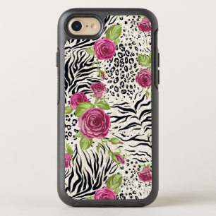 Roses On Animal Pattern OtterBox Symmetry iPhone 8/7 Case
