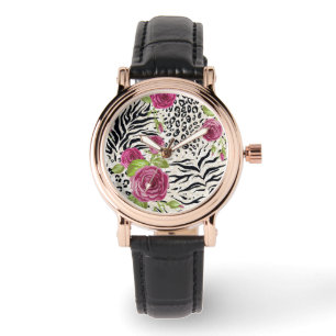 Roses On Animal Pattern Watch