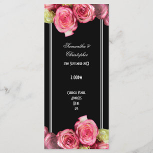Roses on black church wedding program programme