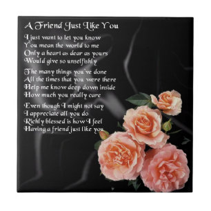 Roses on Black Silk - Friend Poem Tile