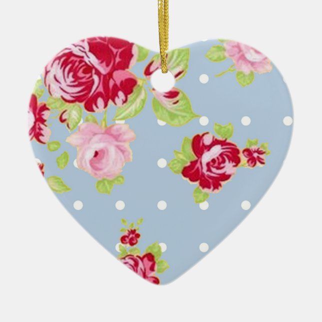 Roses On Blue Ornament (Front)