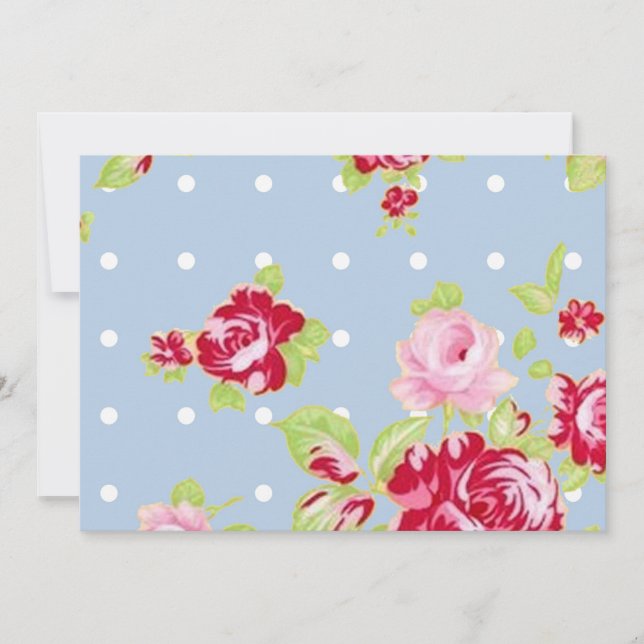 Roses On Blue Wedding Invitation (Front)