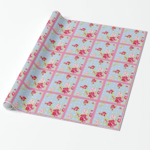 Roses On Blue Wrapping Paper