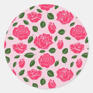 Roses on  classic round sticker