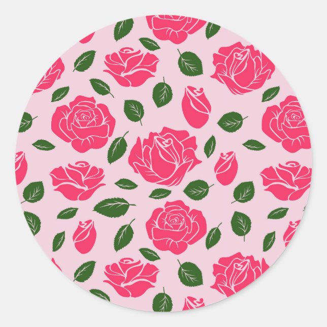 Roses on  classic round sticker (Front)