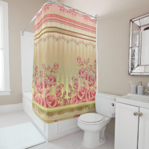 ROSES ON GOLD ~ Shower Curtain