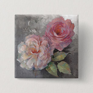 Roses on Grey 15 Cm Square Badge
