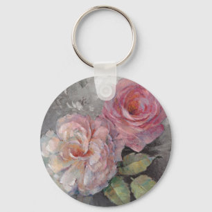Roses on Grey Key Ring