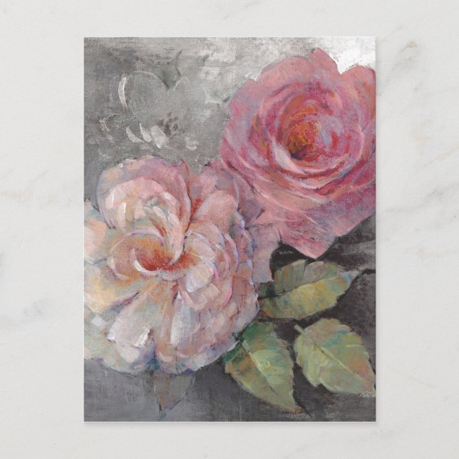 Roses on Grey Postcard (Front)