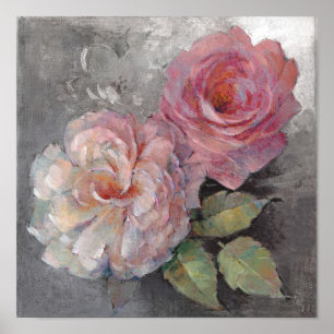 Roses on Grey Poster