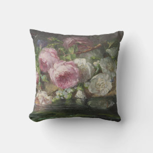 Roses on the Forest Floor by Margaretha Roosenboom Cushion