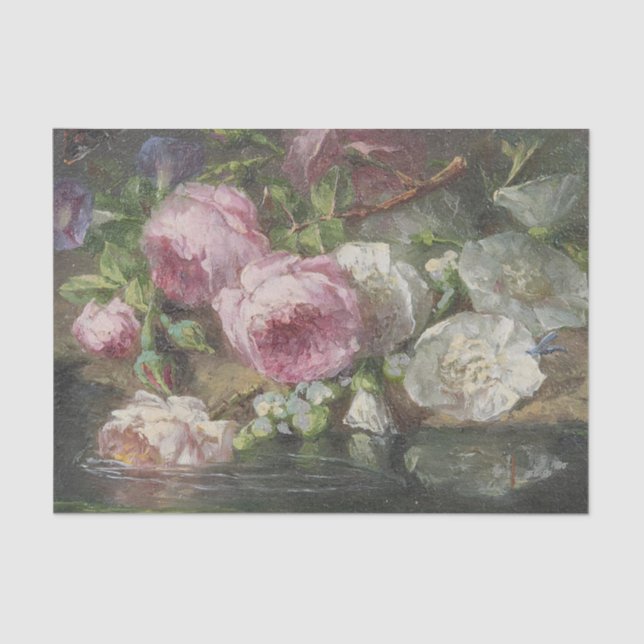 Roses on the Forest Floor by Margaretha Roosenboom Tissue Paper (Front)
