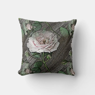 Roses on Weathered Wood Cushion