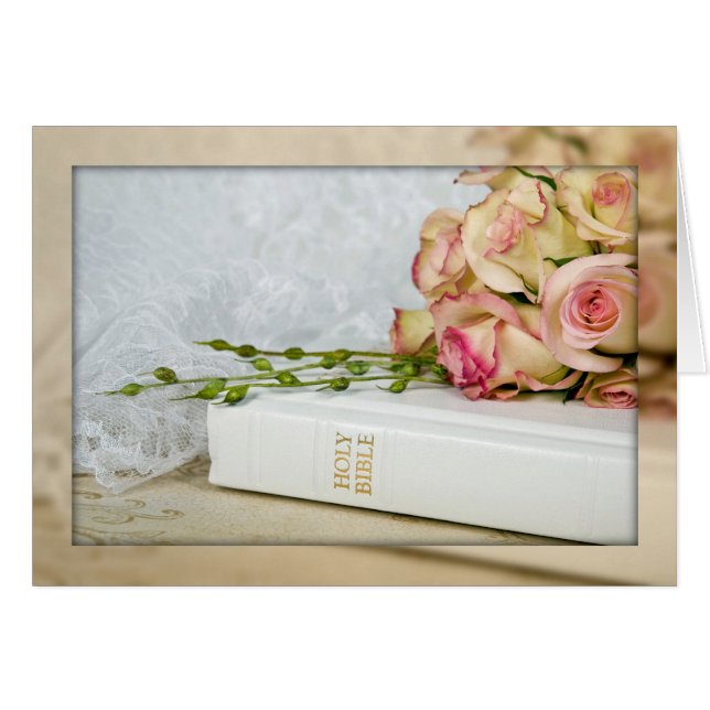 Roses On White Bible (Front Horizontal)