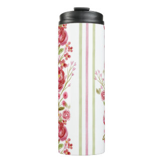 Roses on White &Vintage Florals and Classic Stripe Thermal Tumbler
