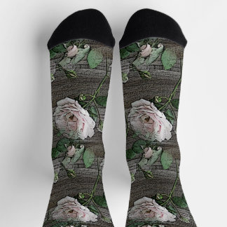 Roses on Wood Socks