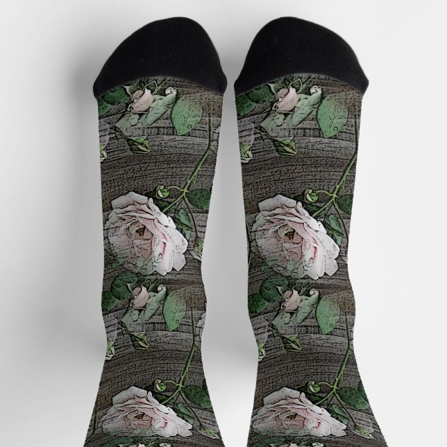 Roses on Wood Socks (Top)