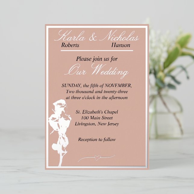 Roses, Pale Cinnamon Wedding, Silver (Standing Front)