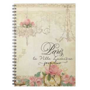 Roses Paris Chandelier Elegant Script Name Notebook