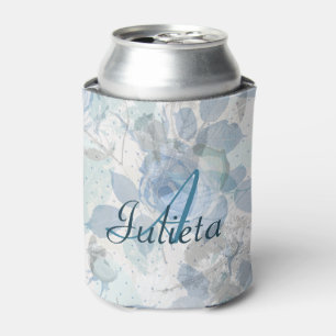 Roses pastel Monogram Can Cooler