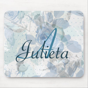 Roses pastel Monogram Mouse Mat