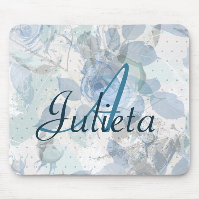 Roses pastel Monogram Mouse Mat (Front)